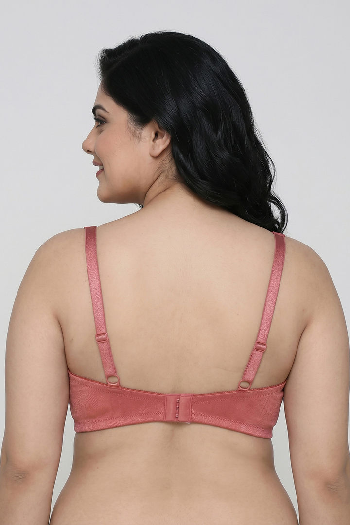 Zivame True Curv Jacquard Single Layered Non Wired 3/4th Coverage Tshirt Bra - Faded Rose — image 3